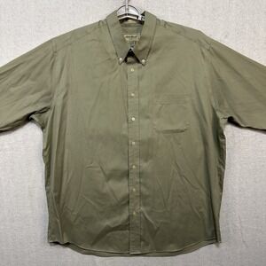 Eddie Bauer Wrinkle Resistant Men's Green Plaid Long Sleeve Button-Up Shirt  TXL